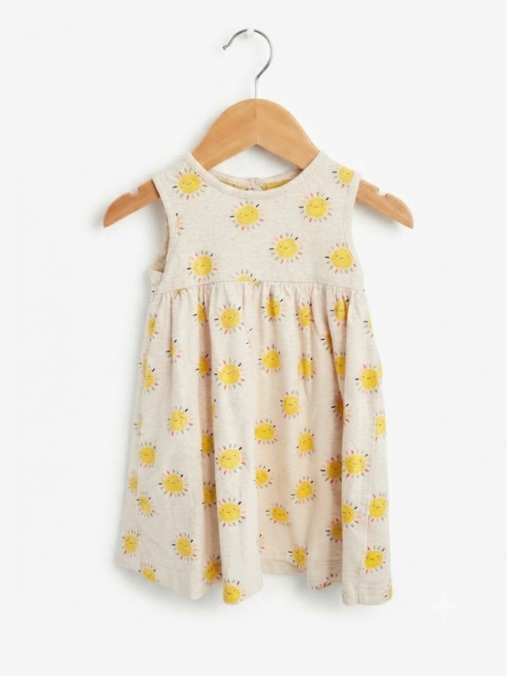 Adprable Baby Boden Sun Print Sleeveless Dress - Yellow Sun on Cream 9-12m